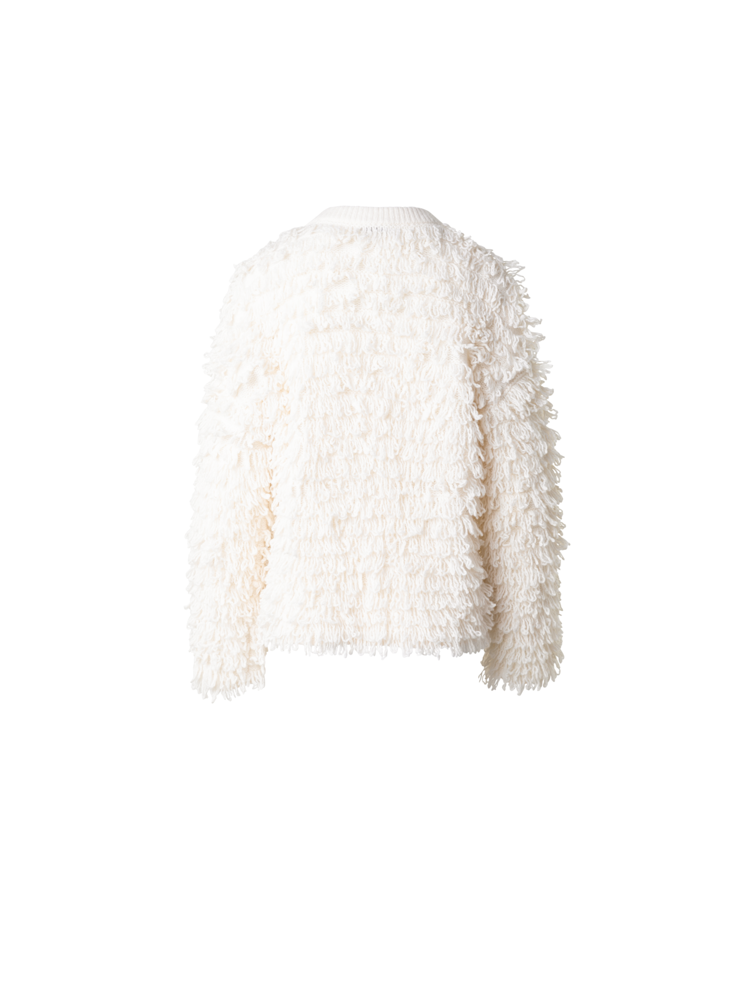 Designer Allover Loops Wool Silk Cashmere Sweater - ecru - white