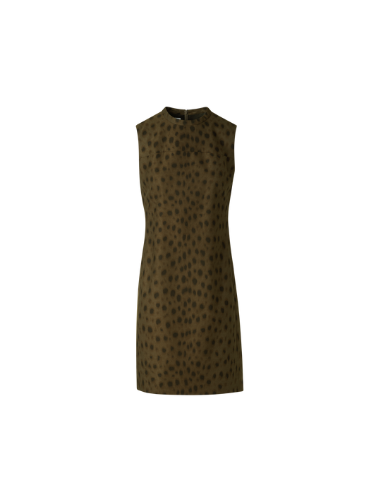Designer Short Techno Sheath Dress in Leopard Print - neutral - brown