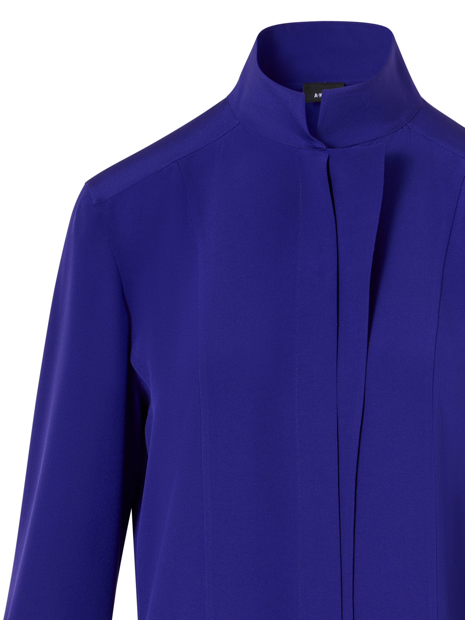 Designer Long-Sleeve Silk Crêpe Blouse - purple