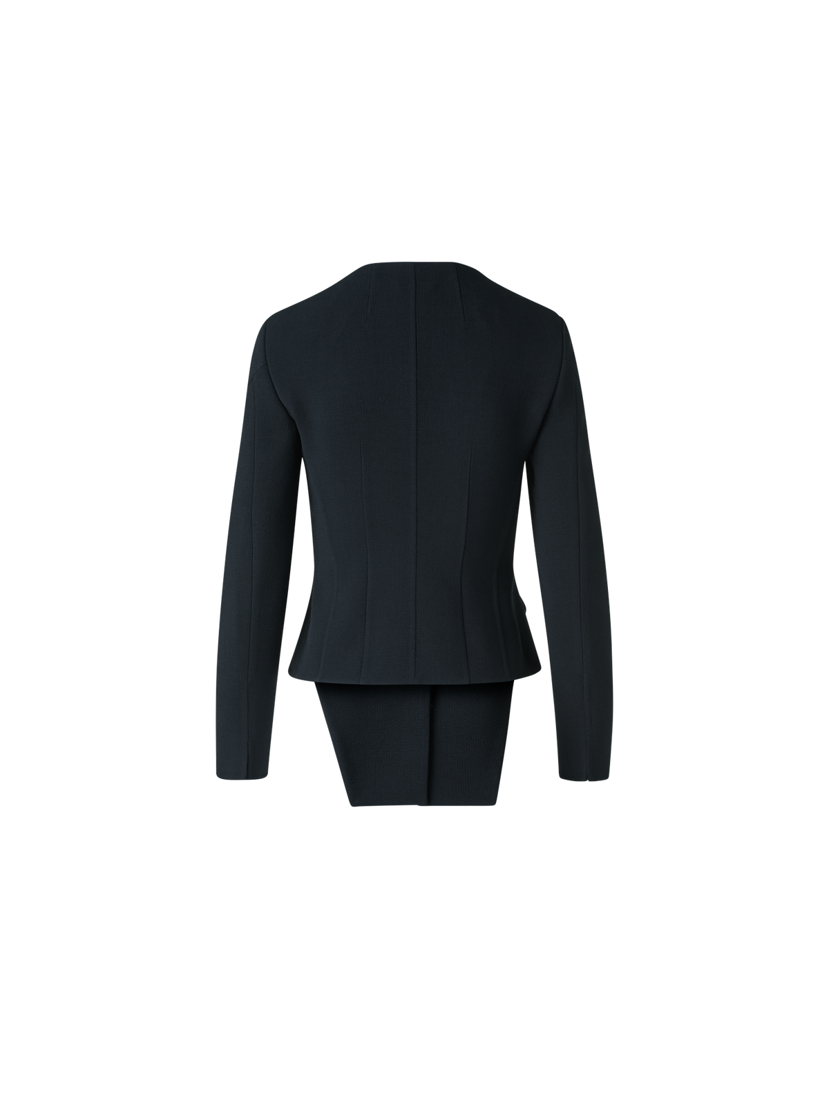 Designer Fitted Trapezoidal Wool Double-Face Jacket - black - neutral