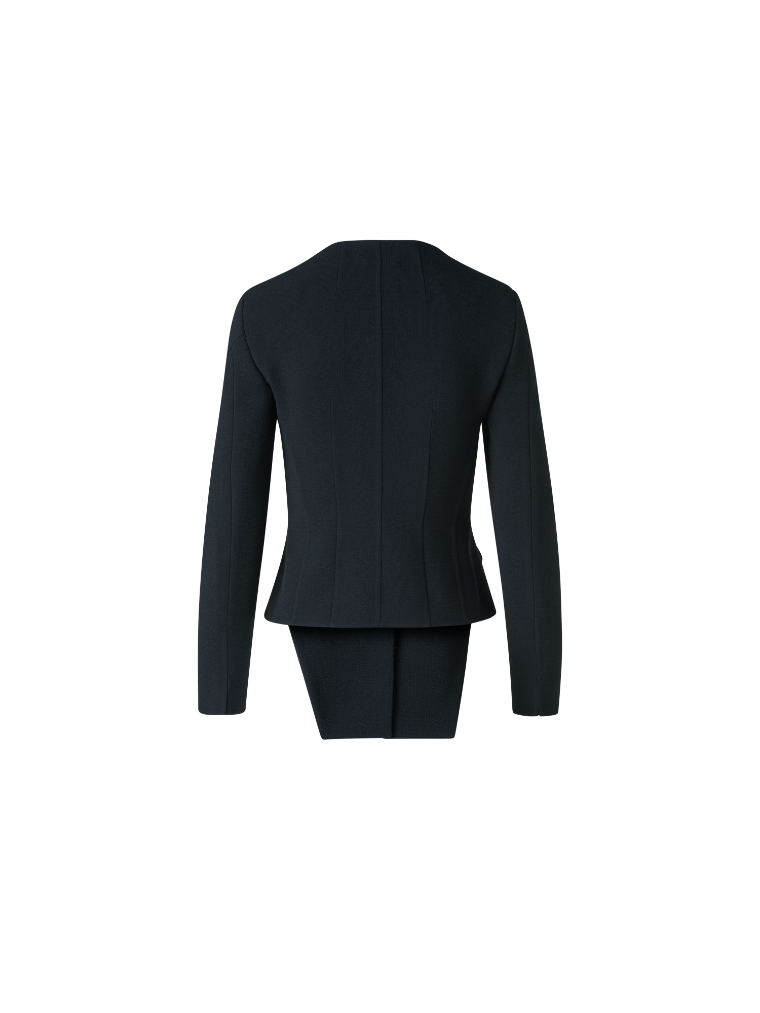 Designer Fitted Trapezoidal Wool Double-Face Jacket - black - neutral