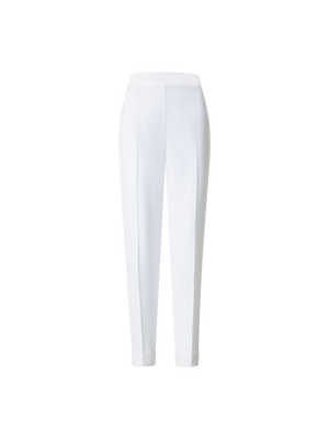 Designer Tapered Crêpe Pants - ecru - white