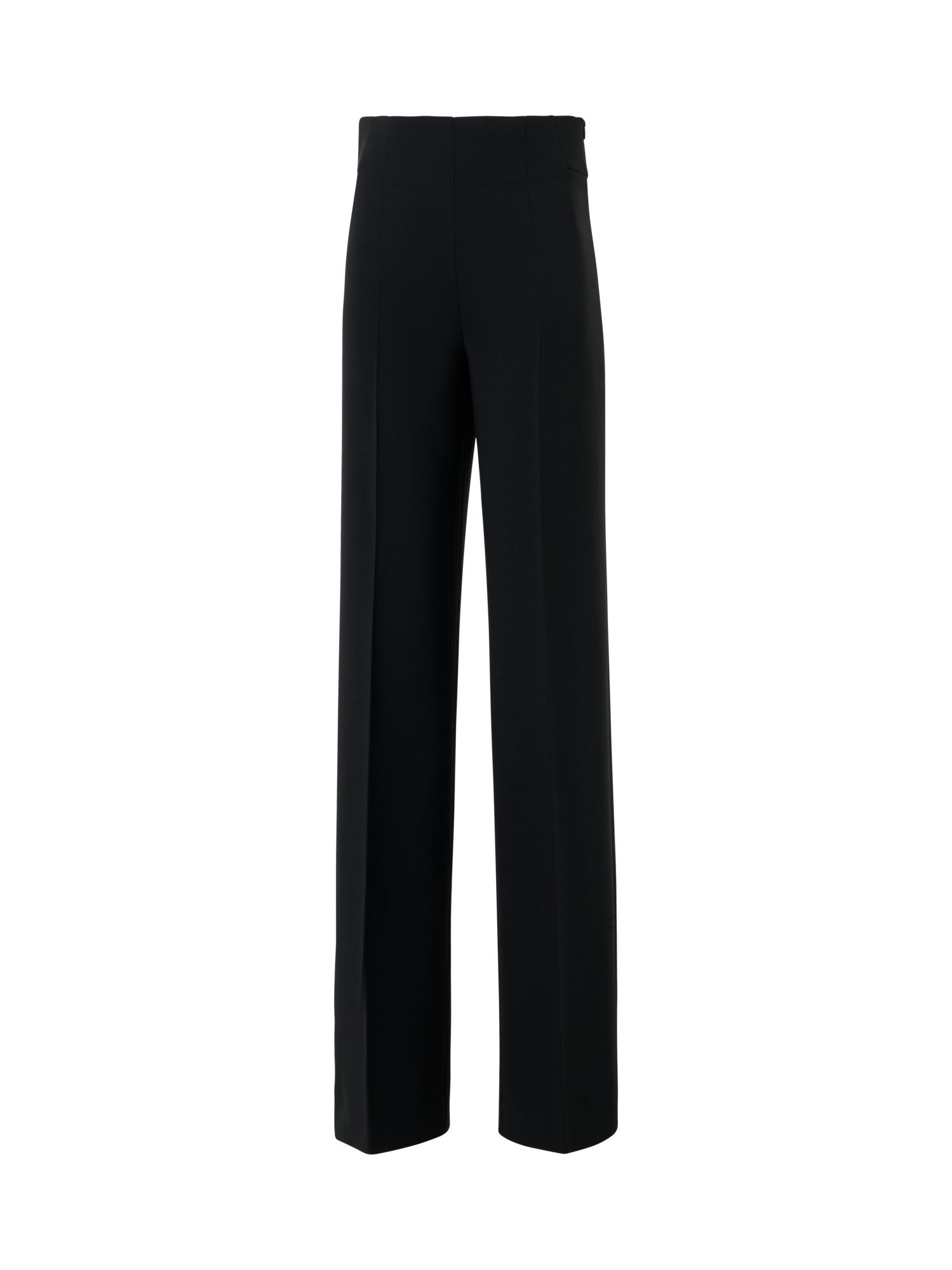 Designer High-Waist Wool Double-Face Pants - black