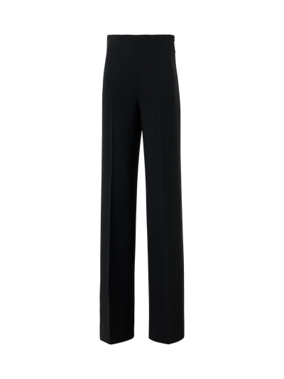 Designer High-Waist Wool Double-Face Pants - black