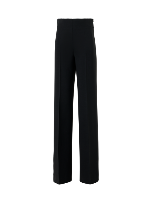 Designer High-Waist Wool Double-Face Pants - black