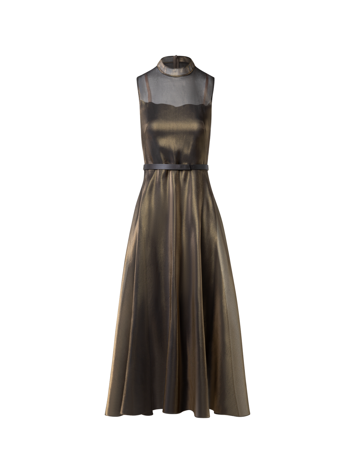 black and gold midi dress Sheer Shimmer Silk Blend Organza Midi Dress – Akris EU