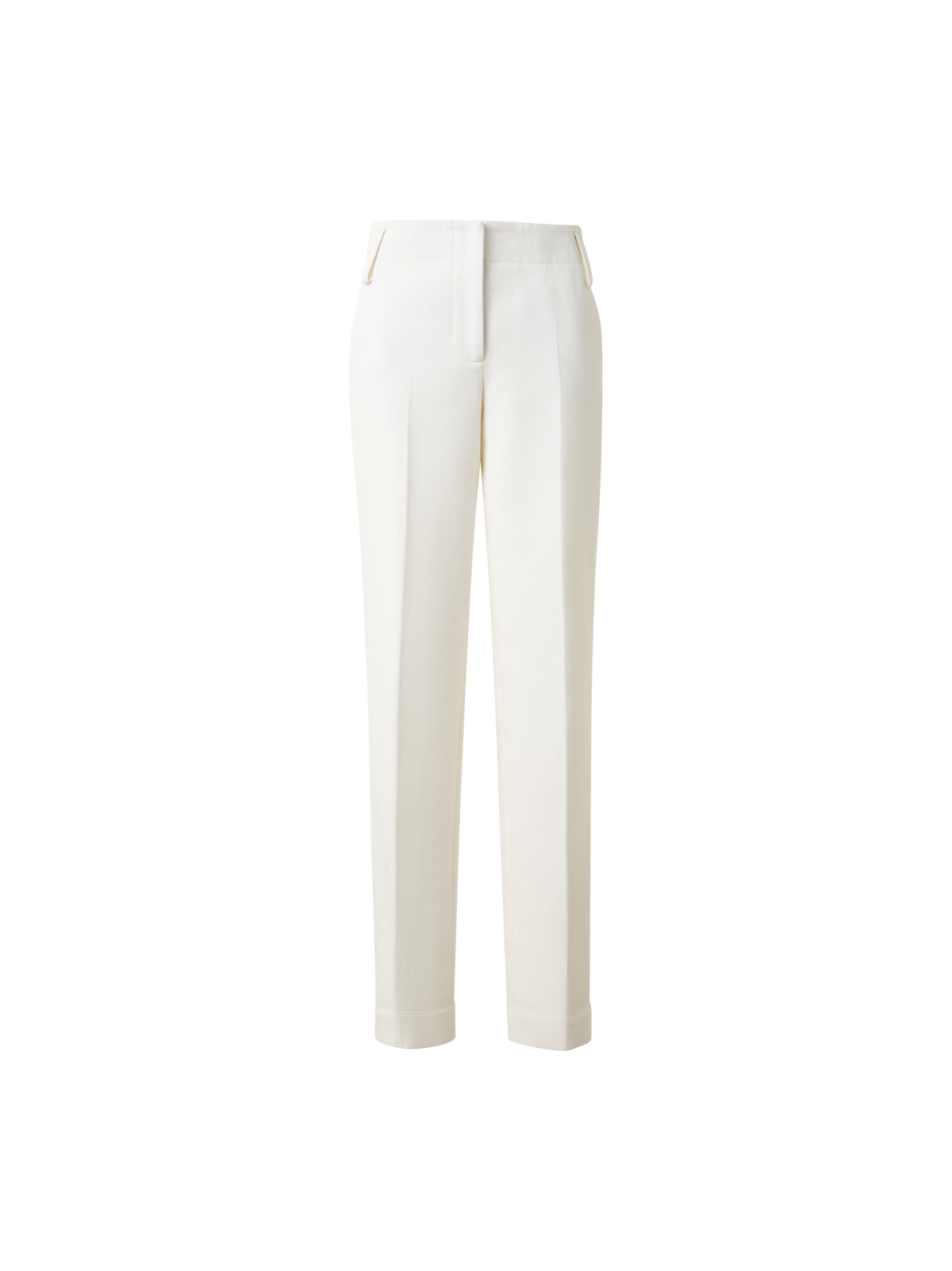 Designer Cropped Conical Cotton Gabardine Stretch Pants - ecru - white