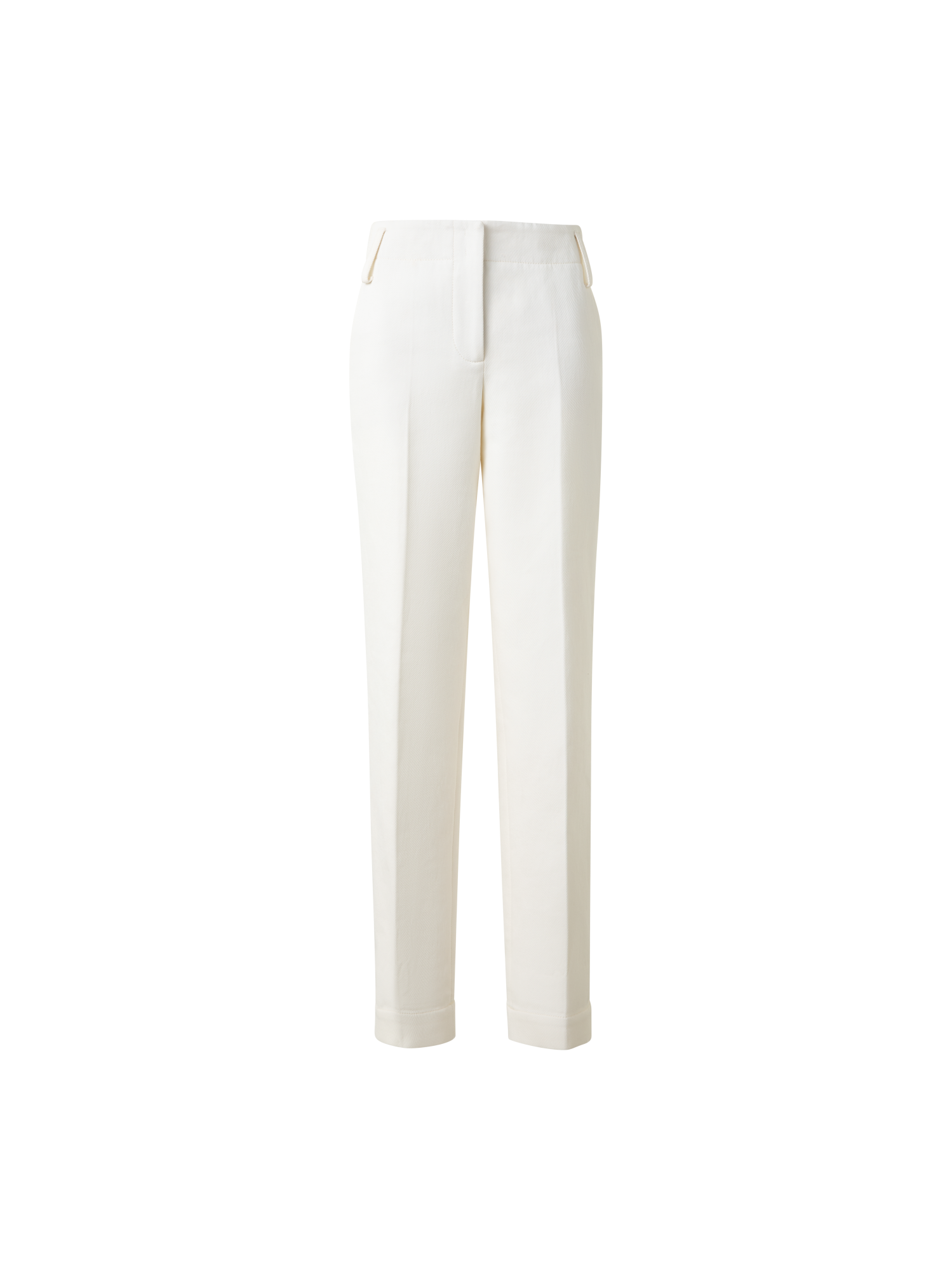 Designer Cropped Conical Cotton Gabardine Stretch Pants - ecru - white