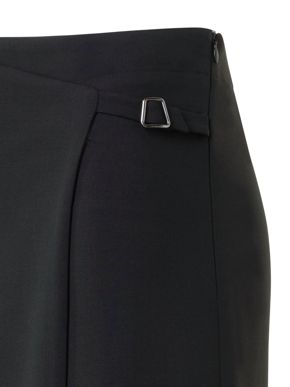 Designer Straight Wool Double-Face Pants with Apron Wrap - black - neutral