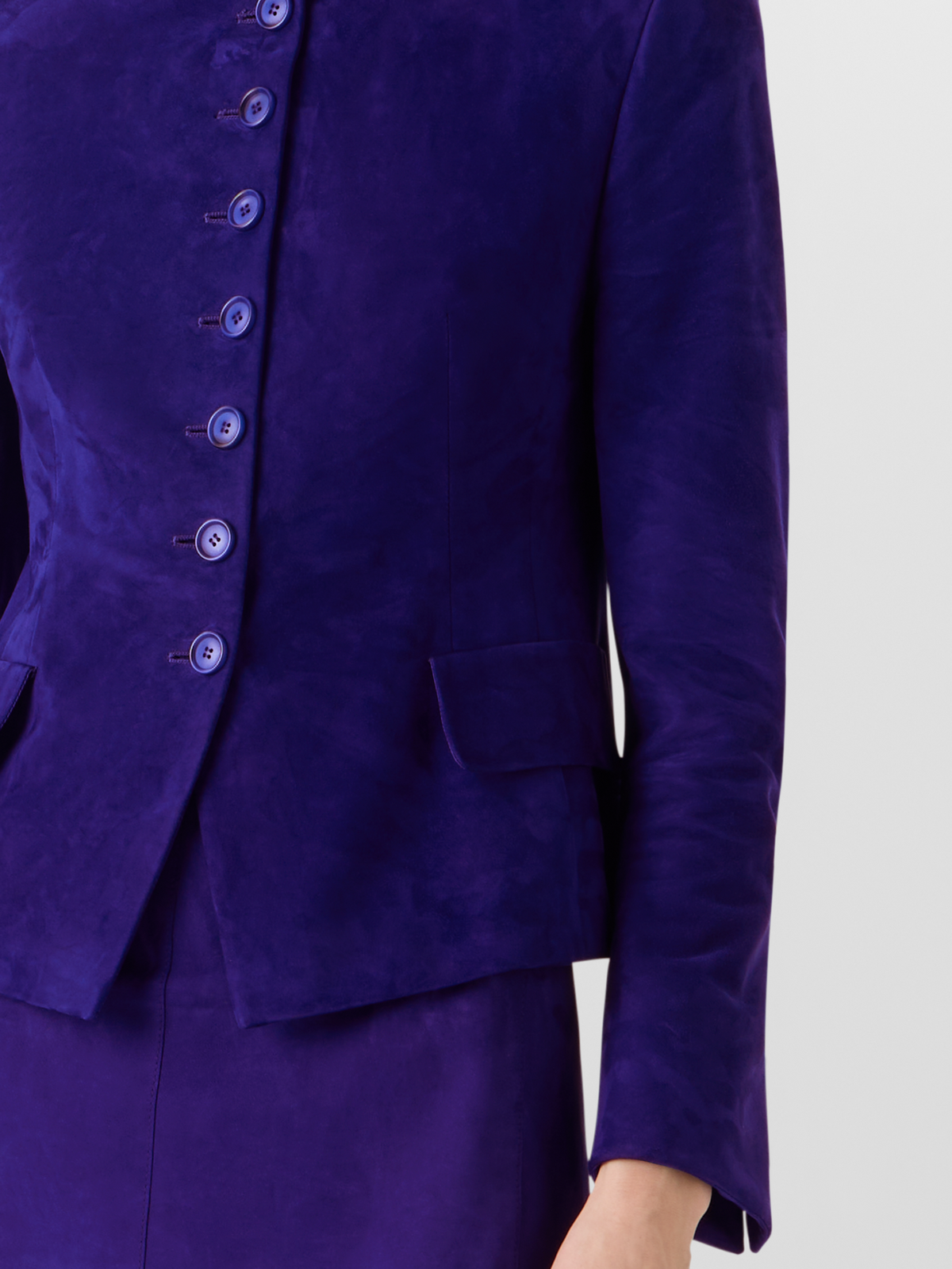 Designer Deva Short Jacket in Suede - purple #editorial