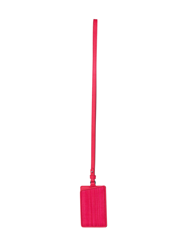 Designer Luggage Tag in Horsehair and Leather - red