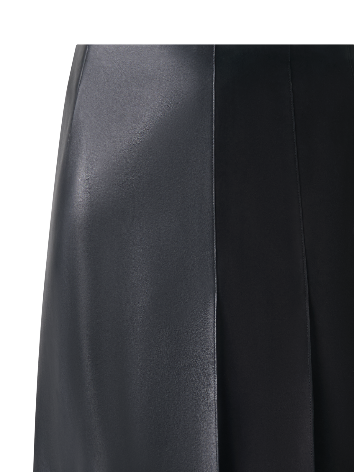 Designer Half-Pleated Leather and Suede Mini Skirt - black - neutral