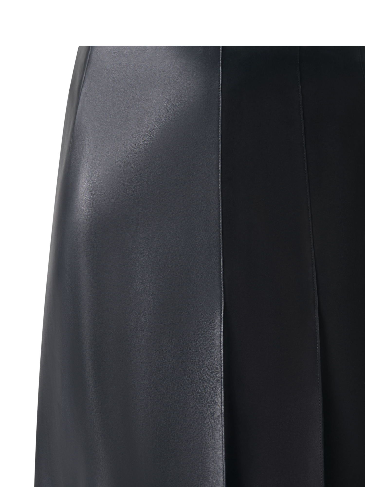 Designer Half-Pleated Leather and Suede Mini Skirt - black - neutral