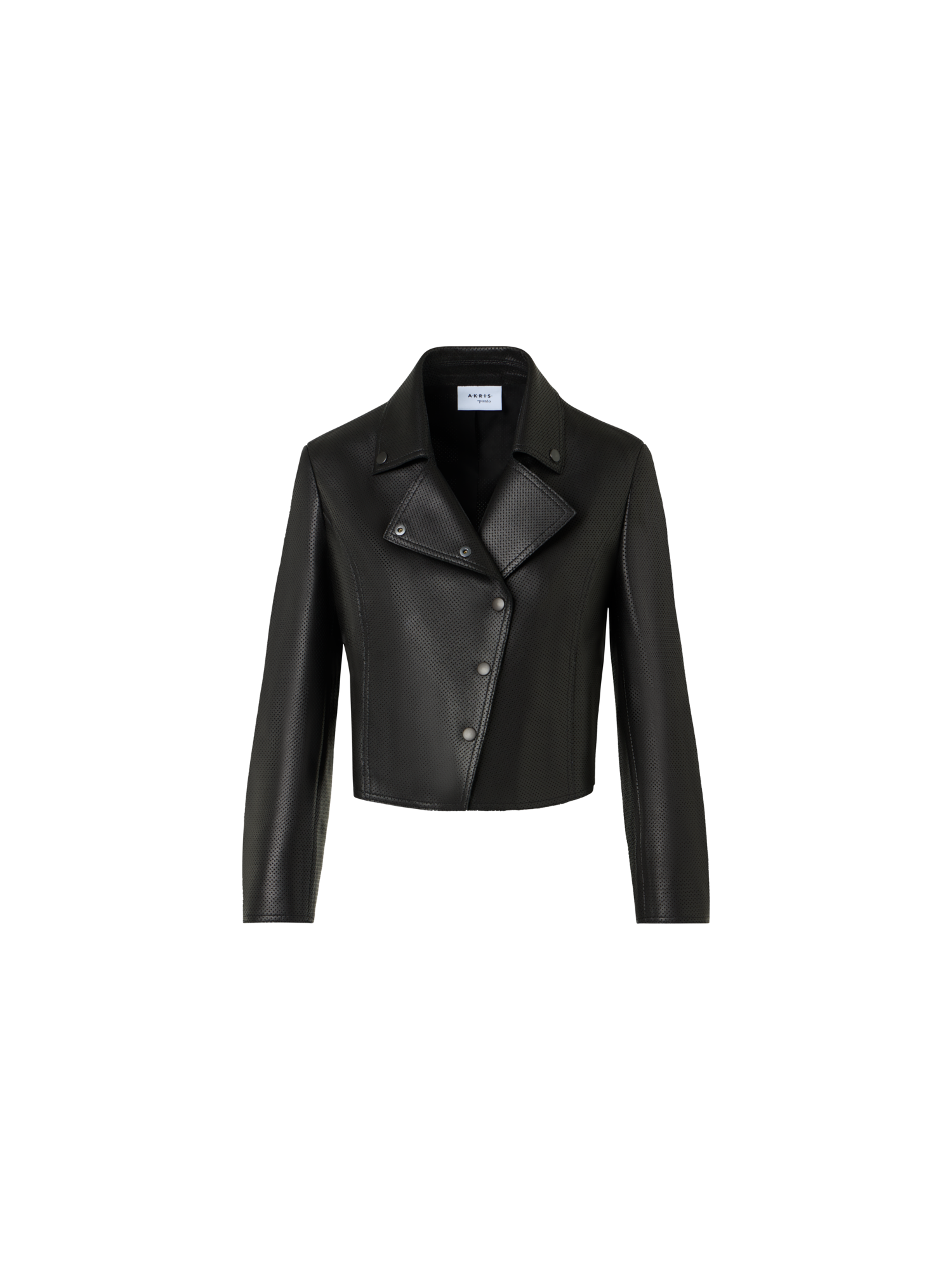 Designer Biker Jacket in Pin Dot Nappa Leather - black