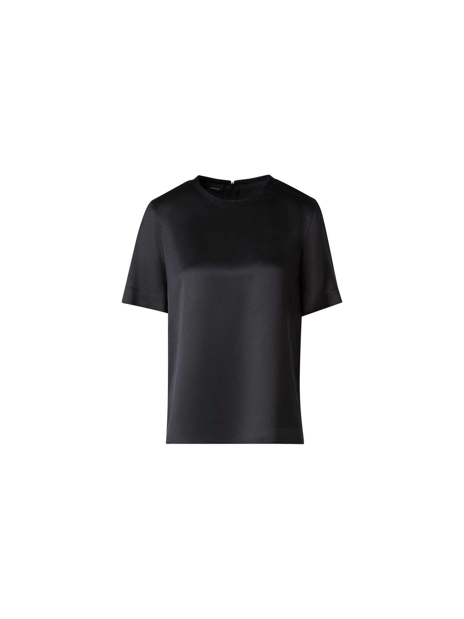 Designer T-Shirt Blouse in Silk Satin - black