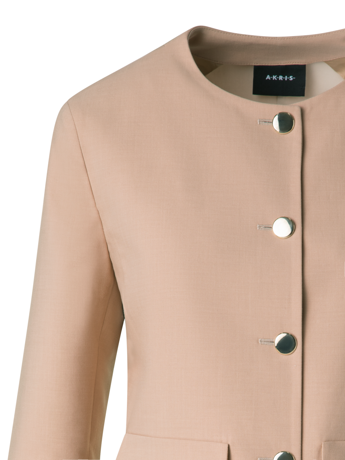 Designer Cotton Double-Face Jacket with Gold Buttons - neutral - pastel - beige