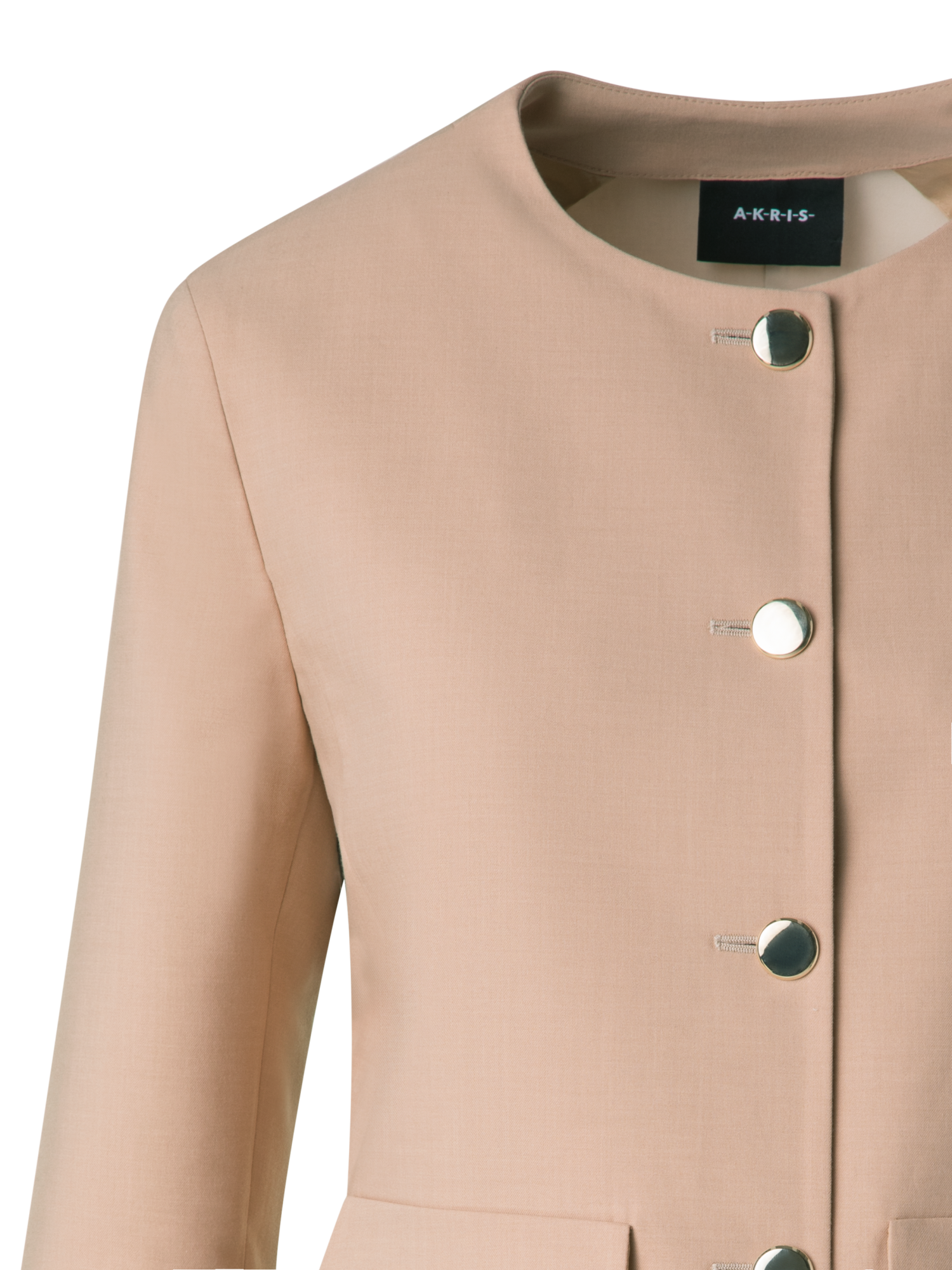 Designer Cotton Double-Face Jacket with Gold Buttons - neutral - pastel - beige