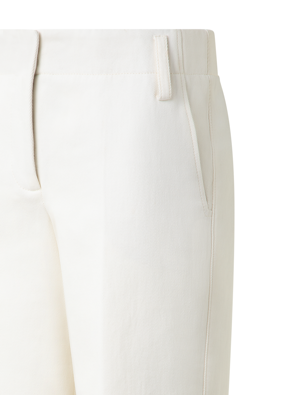 Designer Cropped Conical Cotton Gabardine Stretch Pants - ecru - white