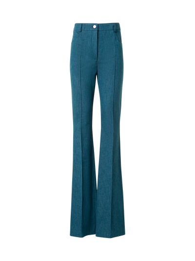 Designer Bootcut Cotton Denim Stretch Pants - green