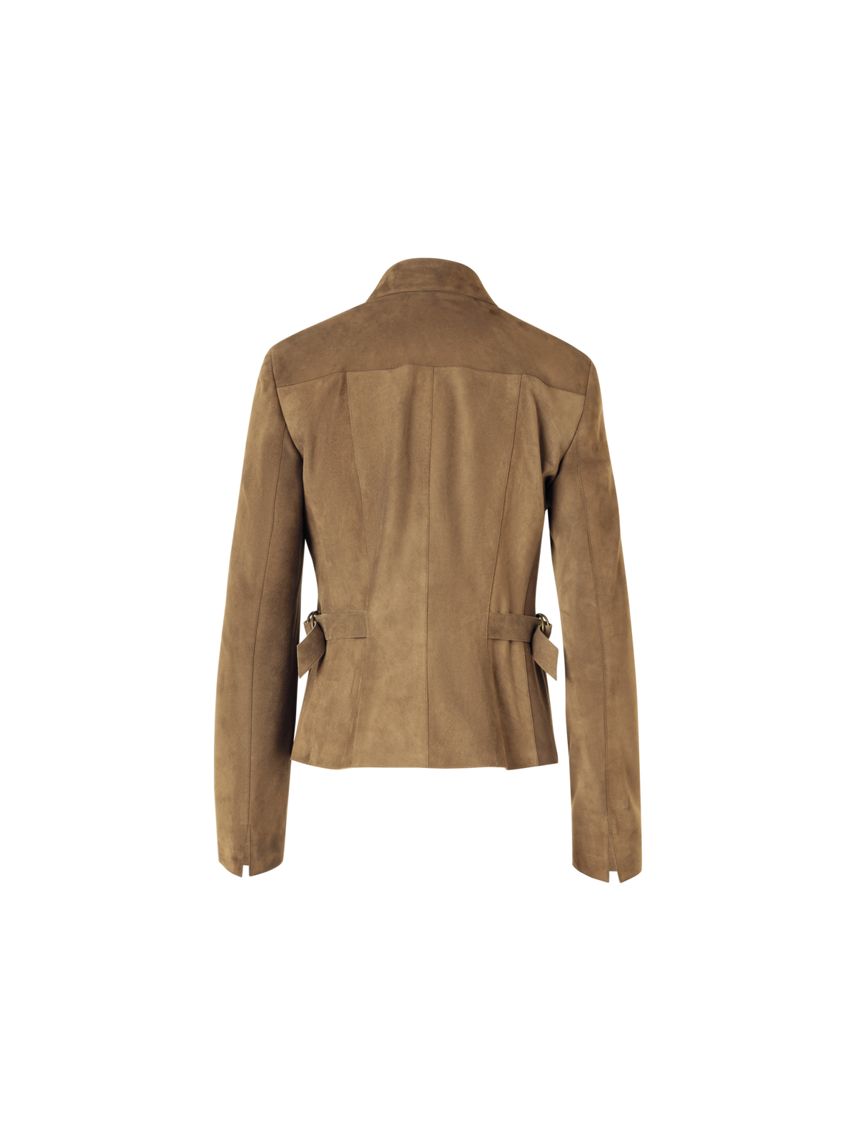 Designer Long-Sleeve Suede Leather Jacket - beige