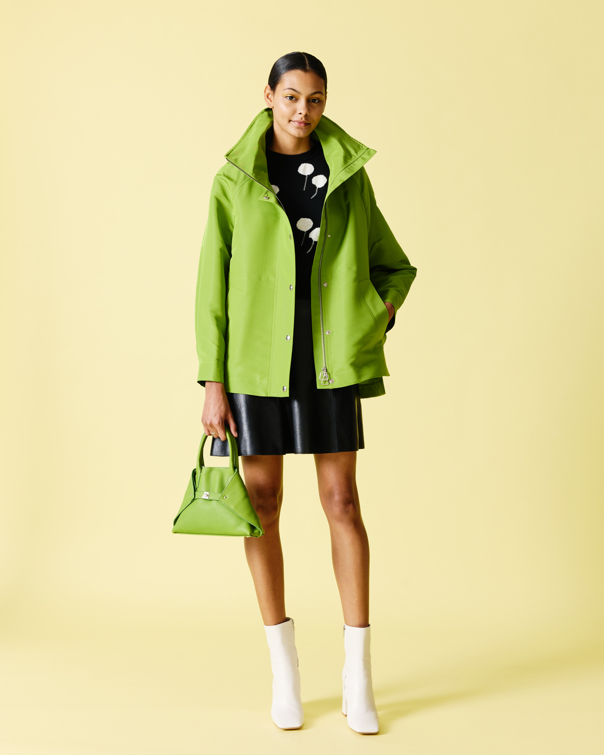 Designer Oversized Water-Resistant Silk Parka - green #editorial