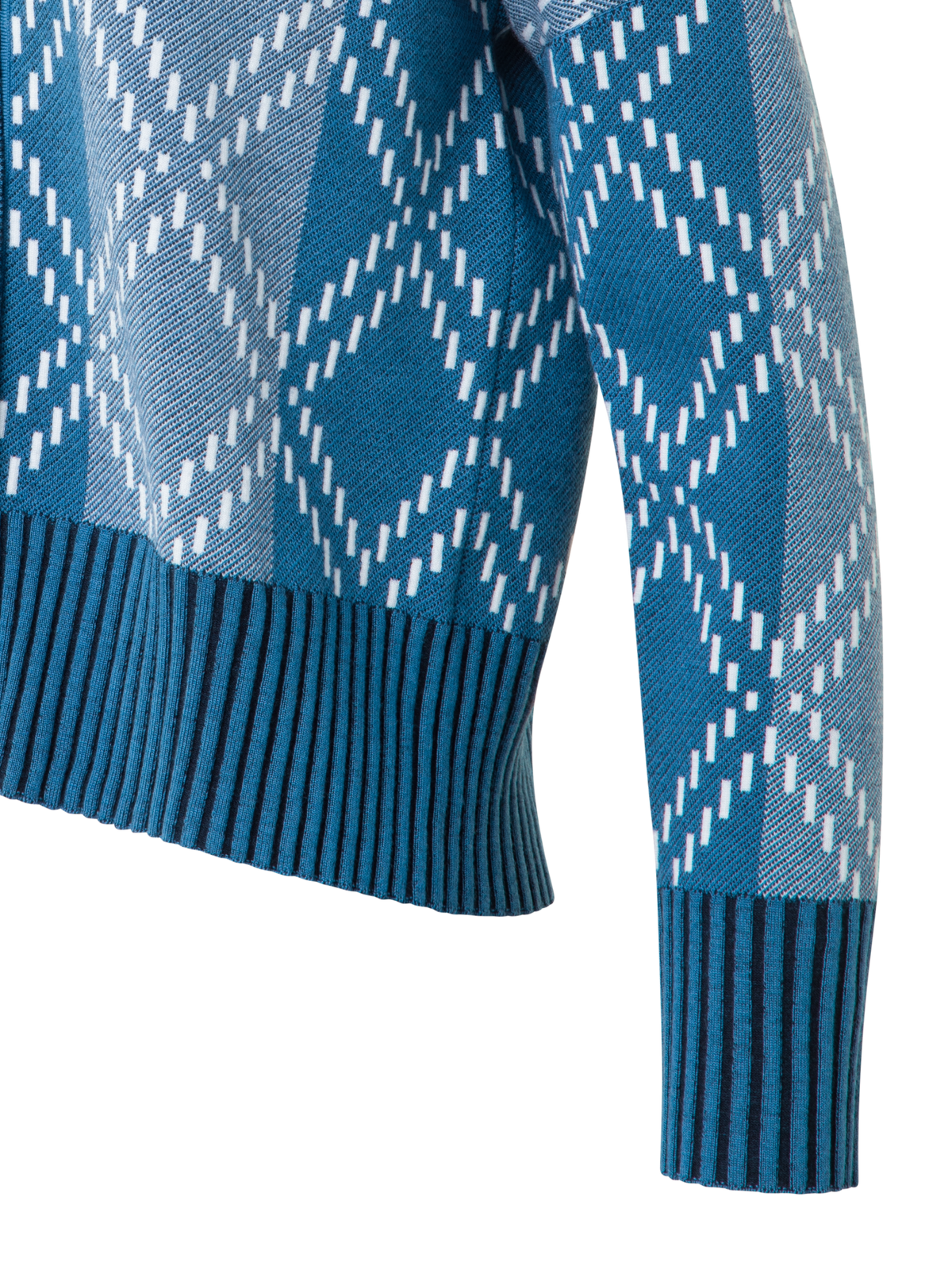 Designer Merino Cardigan with Diamond Jacquard - blue - multicolor