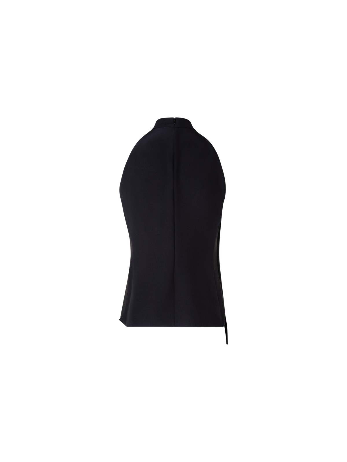Designer Sleeveless Silk Blouse with Asymmetrical Front - black