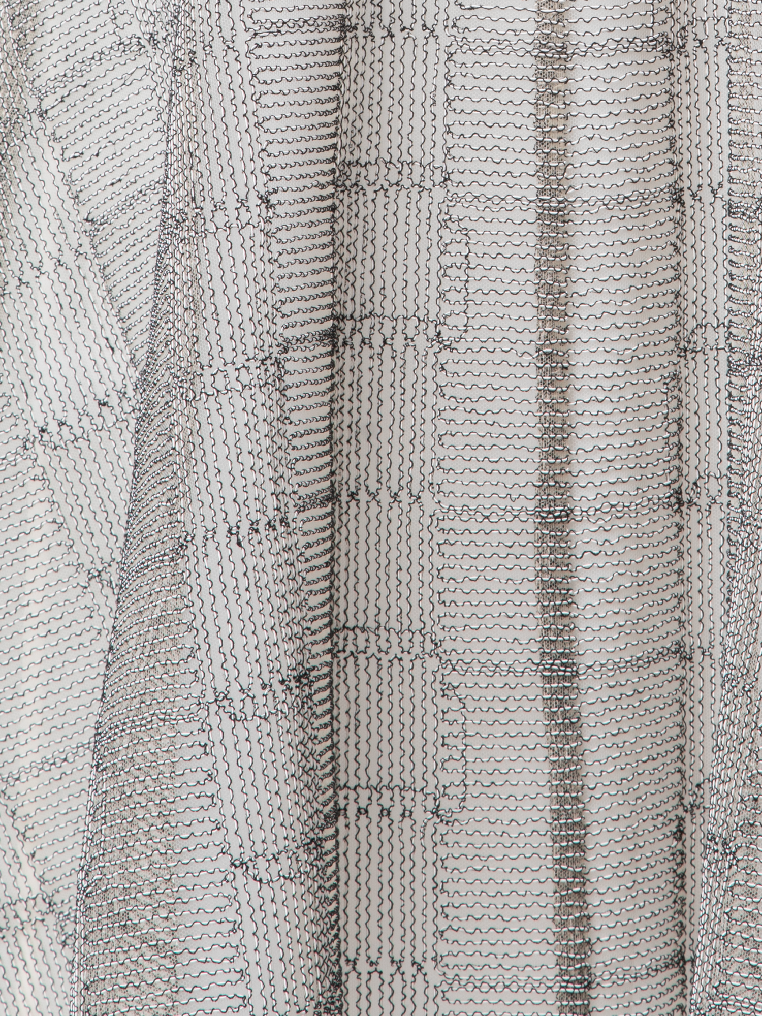 Designer A-Line Square on Tulle Embroidery Midi Skirt - multicolor - ecru - white