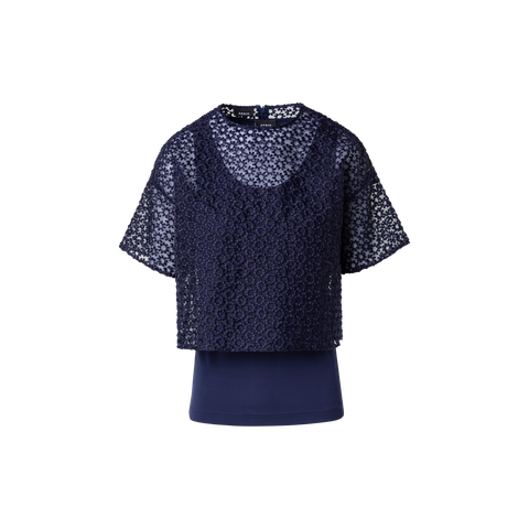 Organza Bluse mit St.Gallen Blumenstickerei
