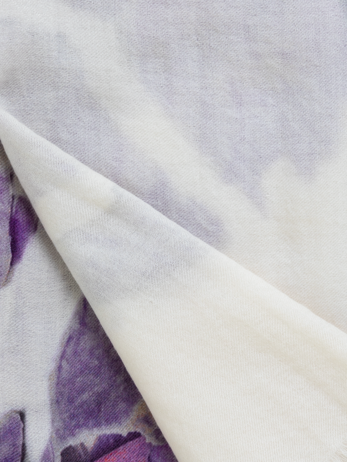 Designer Scarf Cashmere Silk Scattered Orchid Print - multicolor