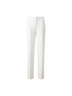 Designer Tapered Cotton Silk Double-Face Pants - neutral - ecru - white