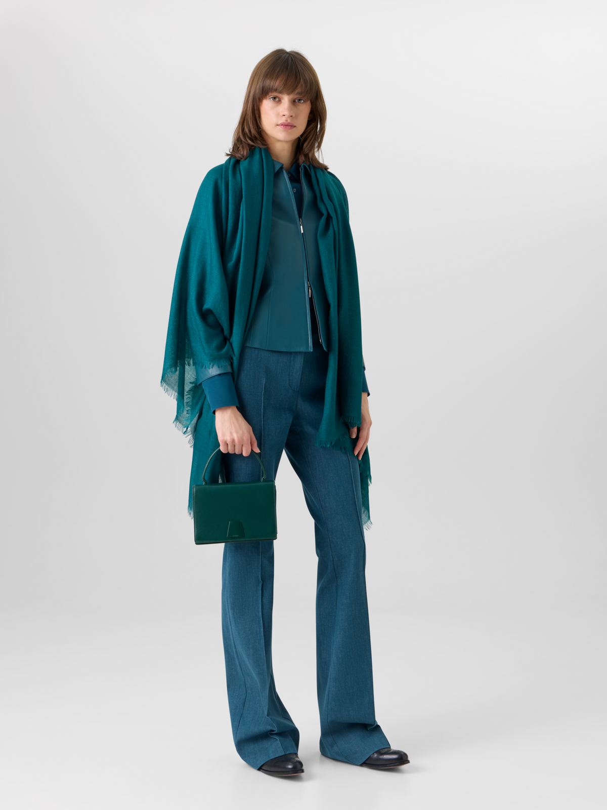 Designer Cashmere-Silk Scarf - green #editorial