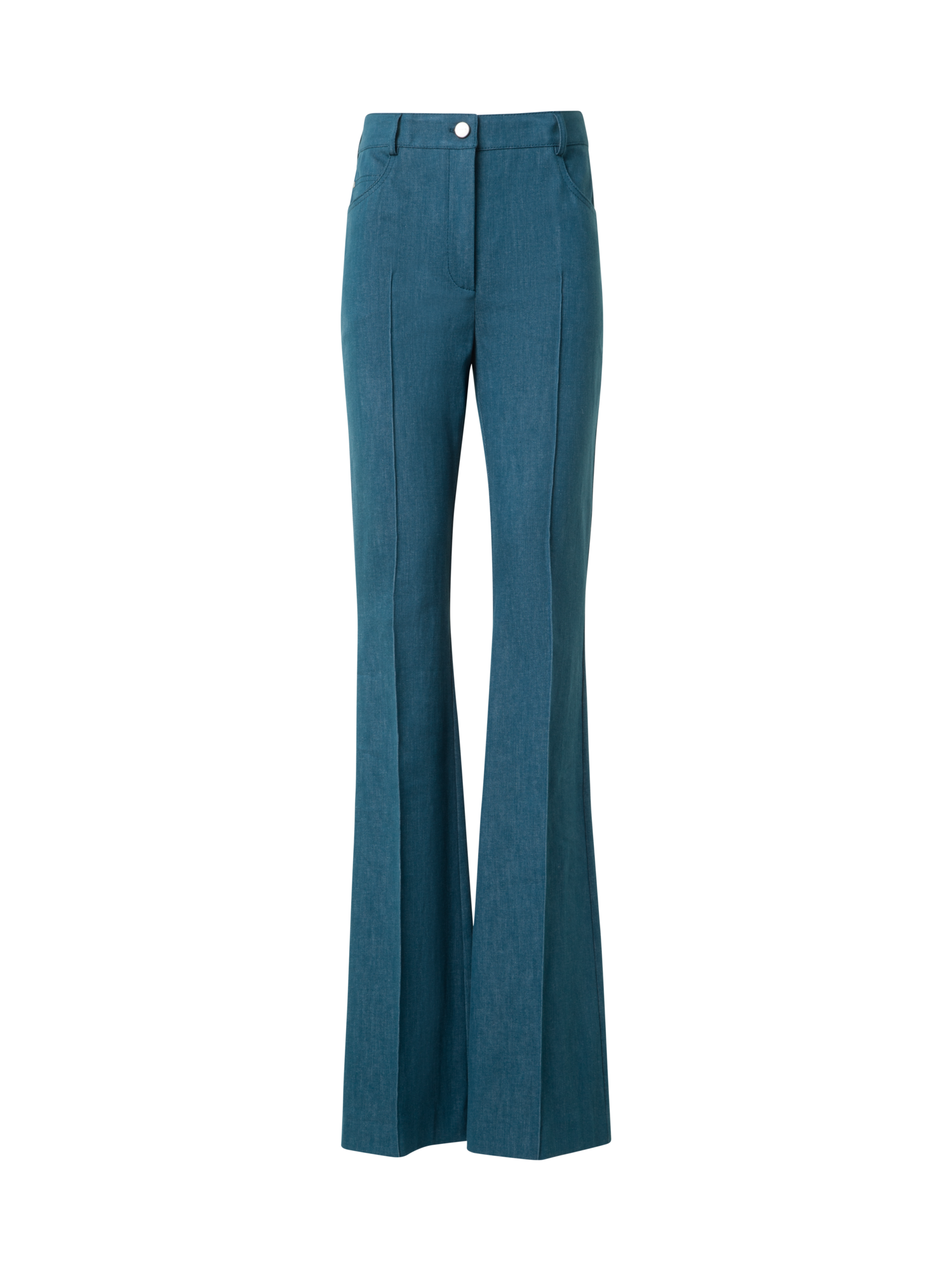Designer Farid Bootcut Pants in Stretch-Cotton Denim - blue