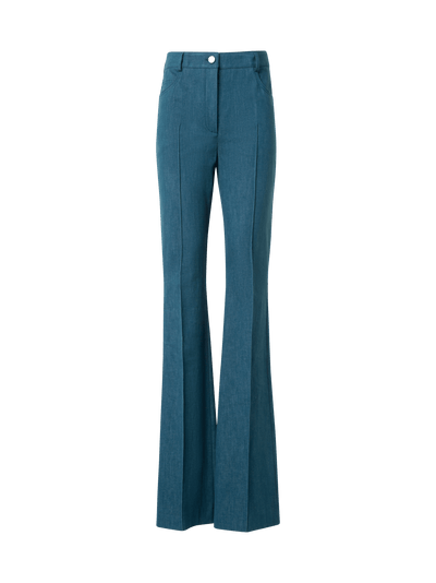 Designer Farid Bootcut Pants in Stretch-Cotton Denim - blue