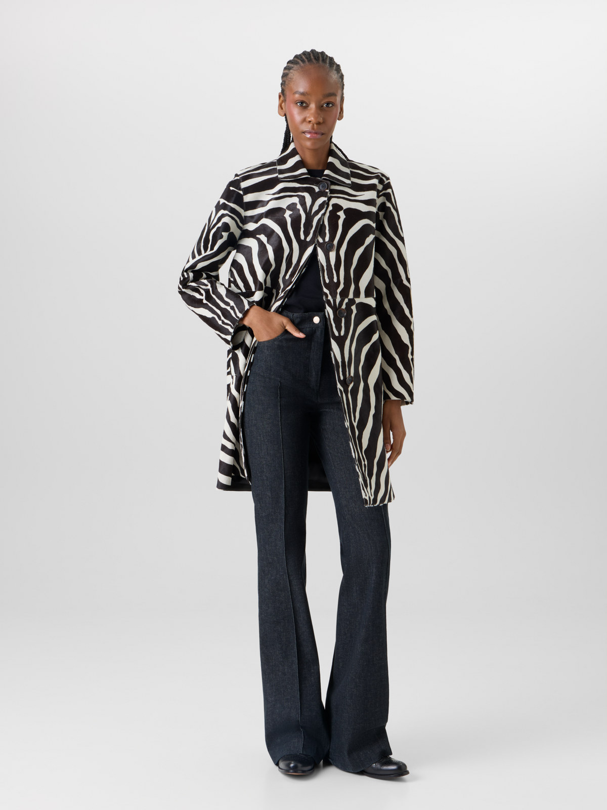 Designer Laron Short Coat in Calfskin - multicolor #editorial