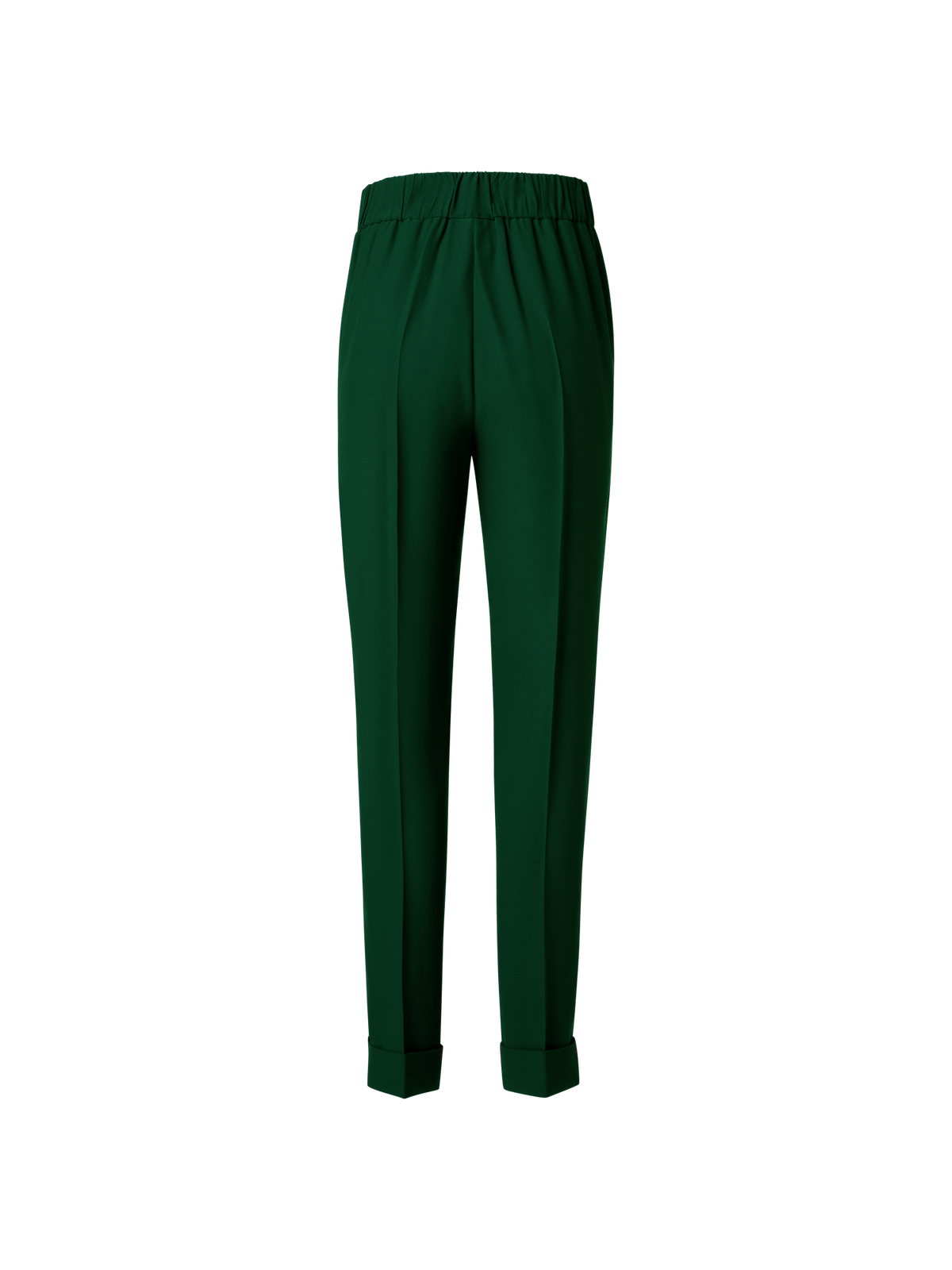 Designer Tapered Crêpe Pants with Elastic Back - green