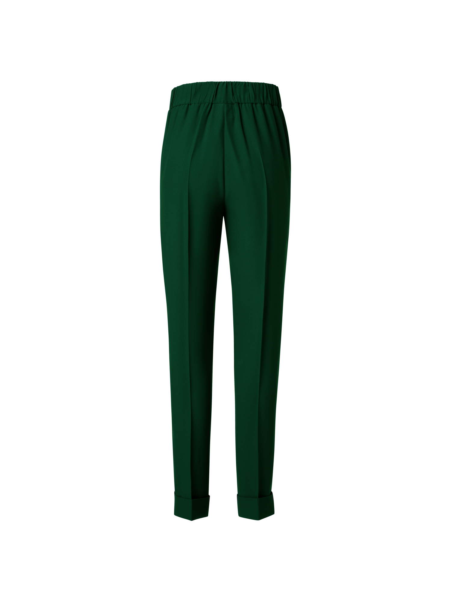 Designer Tapered Crêpe Pants with Elastic Back - green