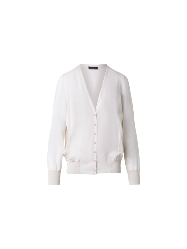 Designer Light Cardigan in Cotton Blend - grey - beige