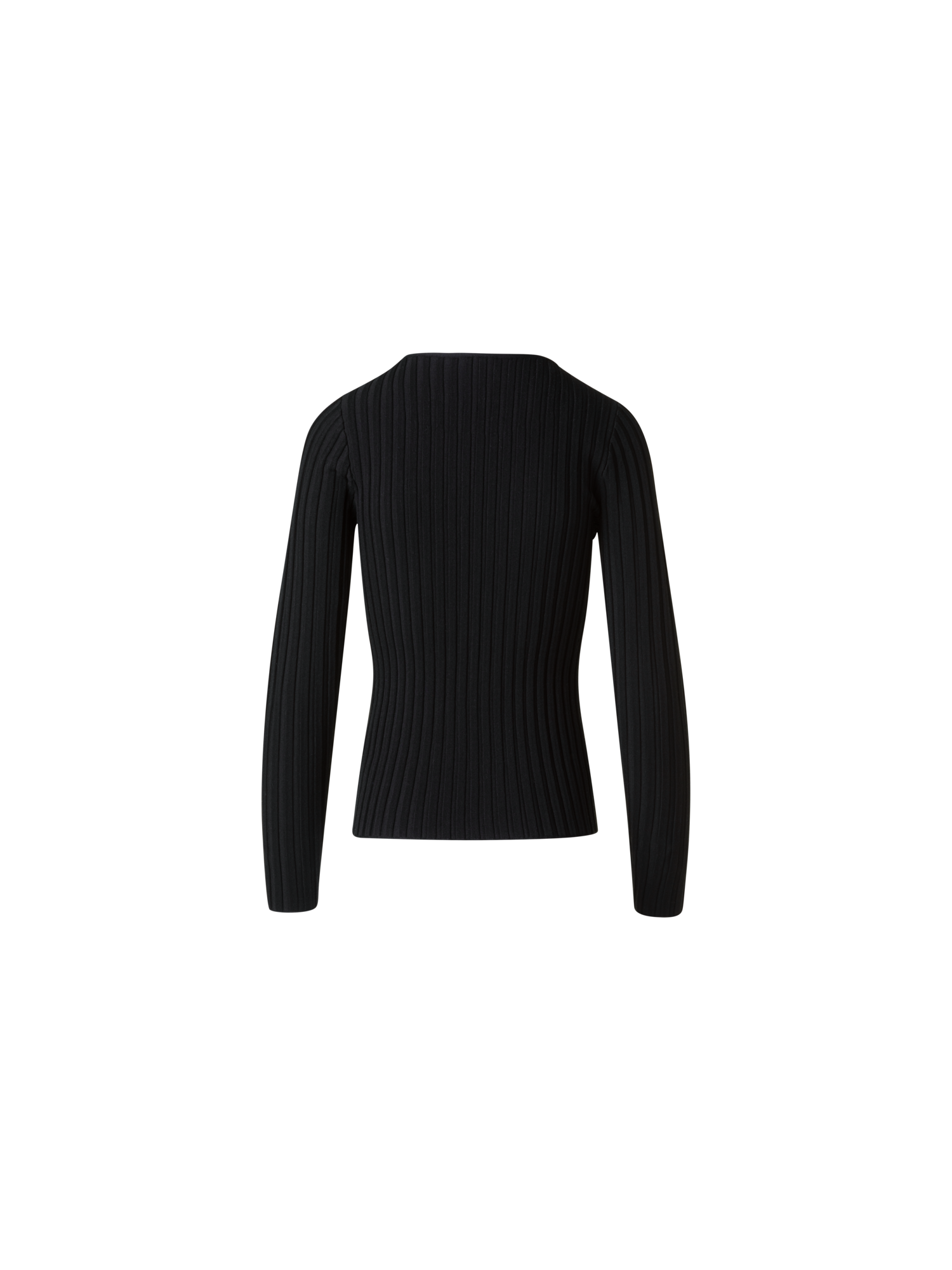 Designer Merino Wool Rib Knit Pullover - black - neutral