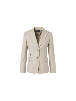 Designer Cashmere Pepita Two-Button Jacket - ecru