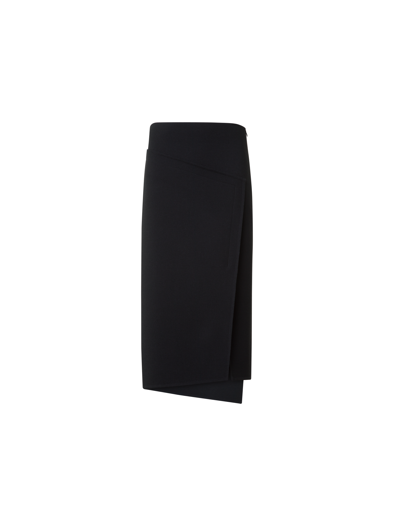 Designer Long Asymmetrical Skirt in Wool Double-Face - black - neutral