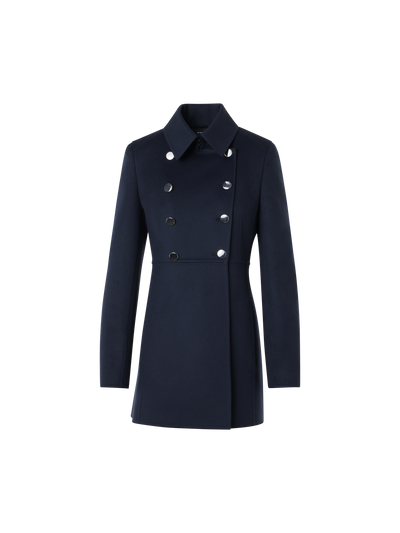 Designer Wool Double-Face Short Coat - navy
