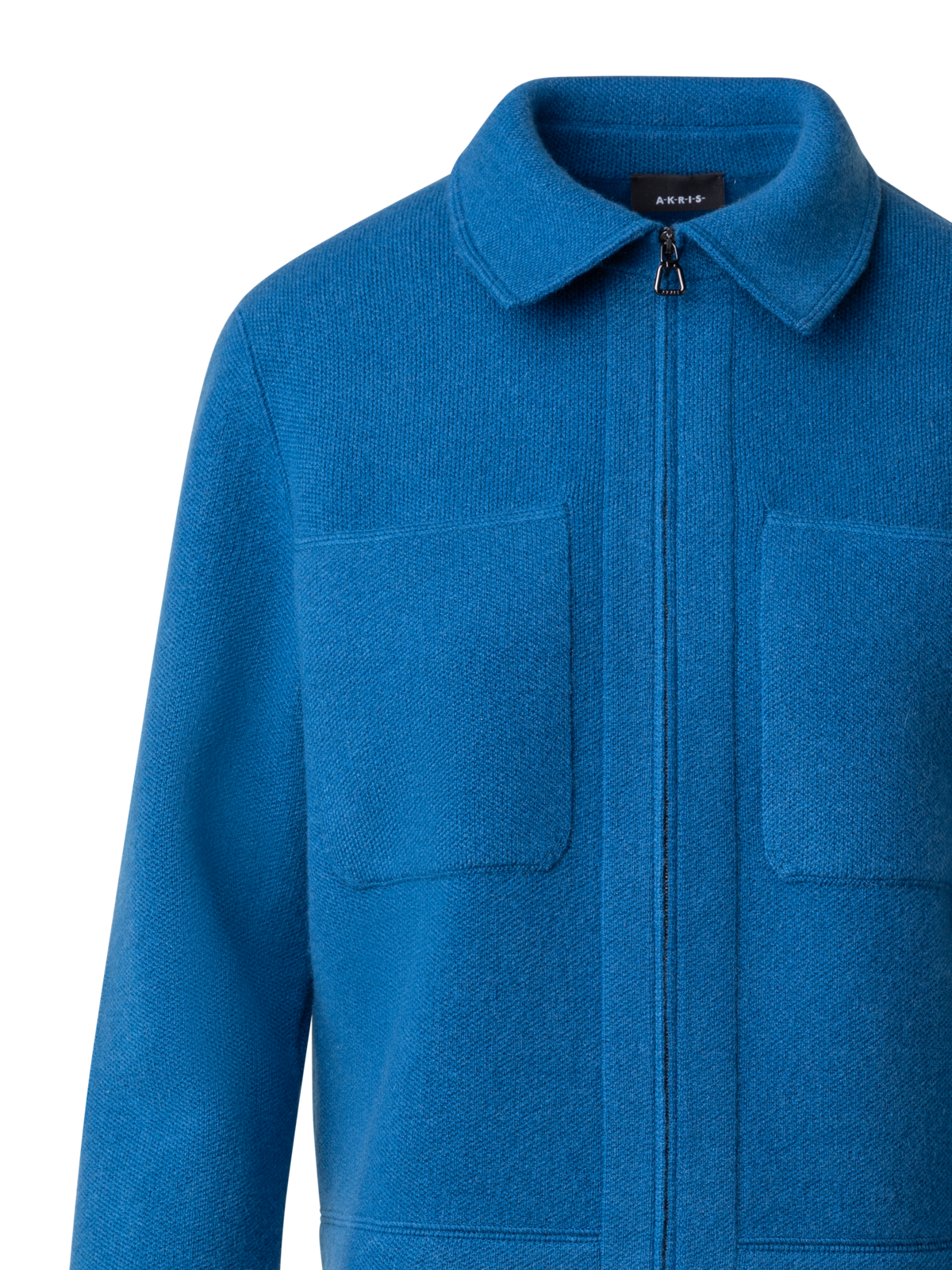 Designer Short Cashmere Knit Jacket - blue