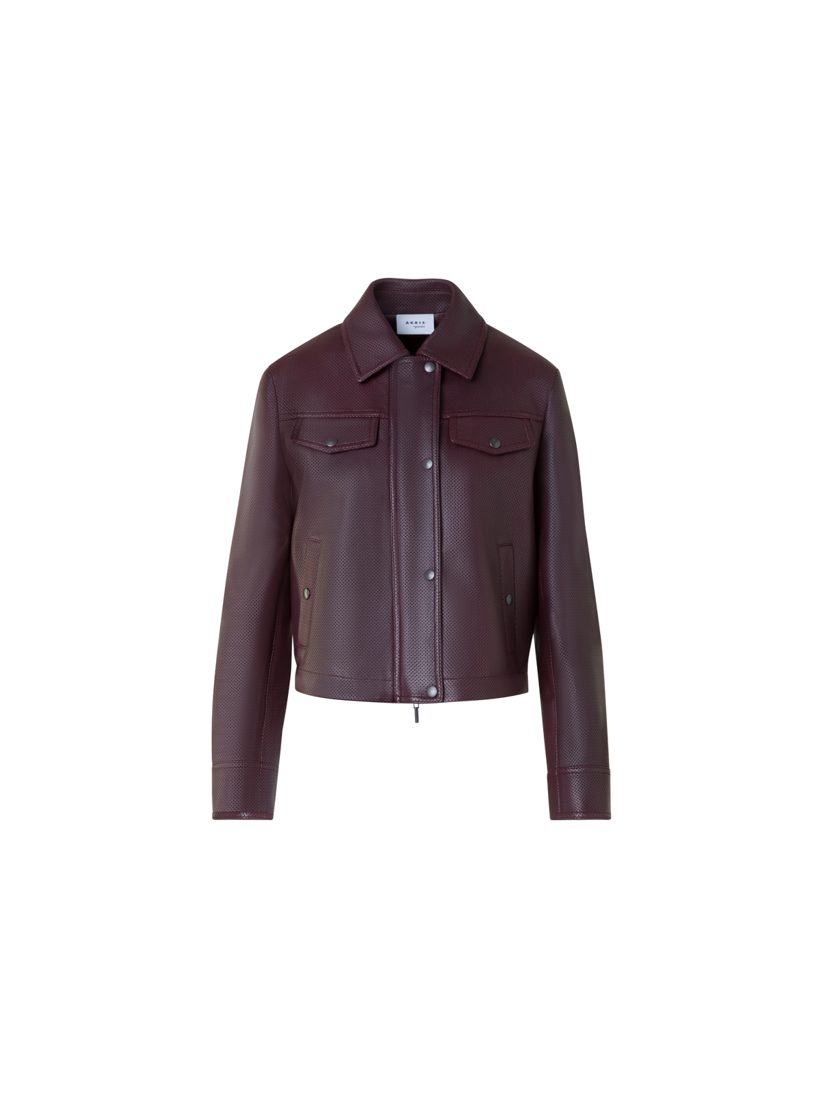 Designer Short Pin Dot Leather Jacket - purple - red