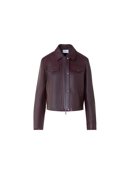 Designer Short Pin Dot Leather Jacket - purple - red