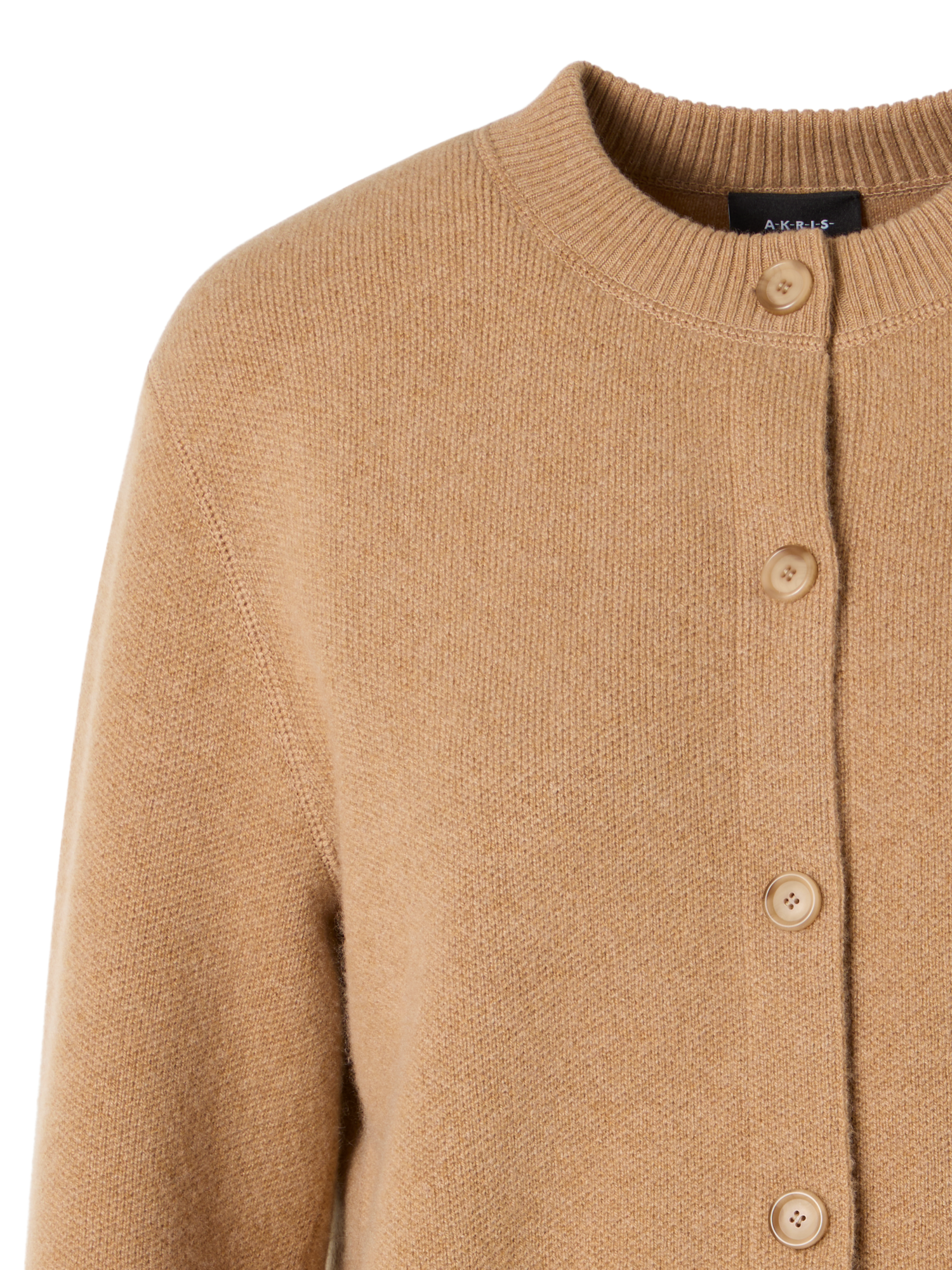 Designer Long-Sleeve Cashmere-Piqué Knit Cardigan - brown