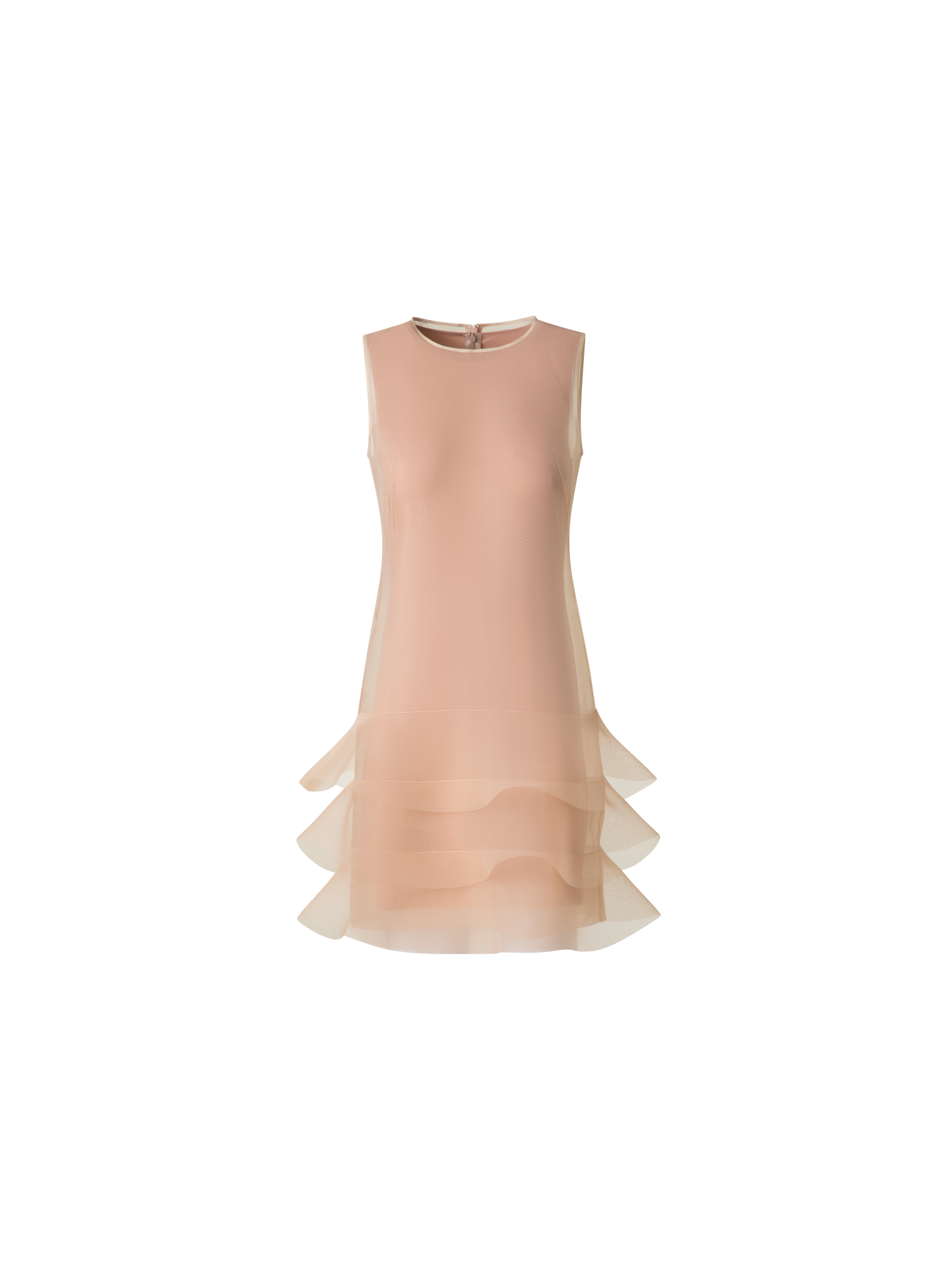 Designer Organza Mini Dress with Waves - pastel - beige