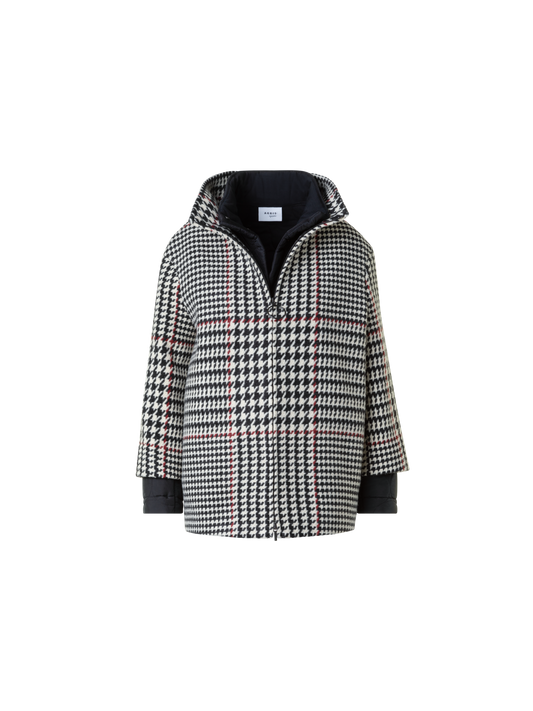 Designer Two-in-One Glencheck Car Coat with Liner - black - multicolor