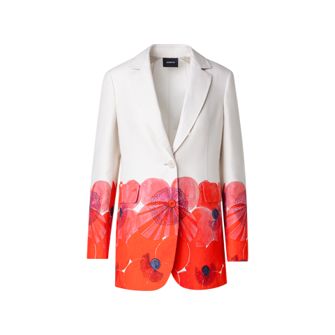 Long Double-Face Jacket with Poppy Print