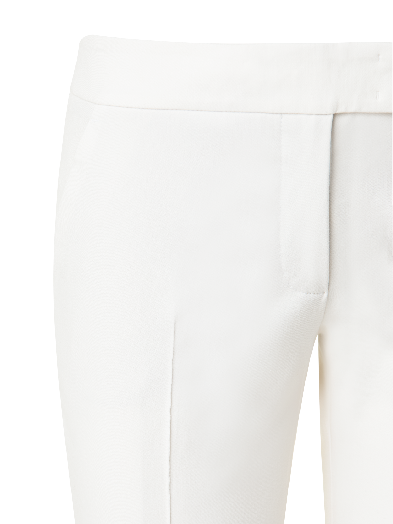 Designer Cropped Slim Cotton Stretch Pant - ecru - white